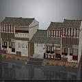 Traditional Chinese Residential Architecture With Grey Tile Roof Red Doors Windows And Hanging Lanterns
