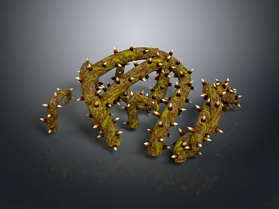 Spiky Green Vine Shaped Food With Natural Organic Textured Surface 3d model