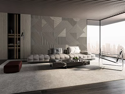 Modern sofa coffee table combination 3d model