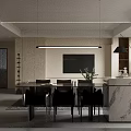 Modern Living and Dining Room Interior With Beige Sofa Dining Table Plants And Large Windows