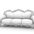Ornate Three Seater Sofa With Carved Wooden Frame And Turquoise Floral Upholstery