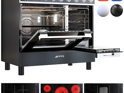 Black Double Oven Kitchen Appliance With Open Door And Modern Design Features 3d model