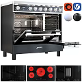 Black Double Oven Kitchen Appliance With Open Door And Modern Design Features
