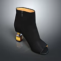 Stylish Black Open Toe Ankle Boots With Colorful Block Heel And Side Zipper