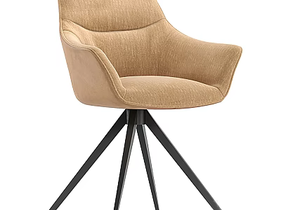 Beige Fabric Accent Chair With Armrest And Black Metal Tripod Base Modern Design 3d model