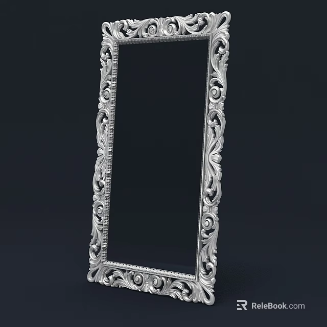 Elegant Ornate Mirror With Intricate Carved Frame And Decorative Design 3d model 