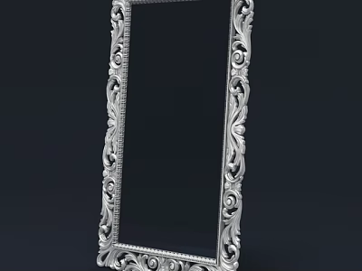 Elegant Ornate Mirror With Intricate Carved Frame And Decorative Design 3d model