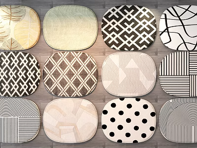 Round Rugs With Various Geometric And Abstract Patterns For Home Decor 3d model