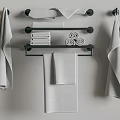 Bathroom Accessories Black Towel Racks With Hanging Folded And Rolled Gray Towels