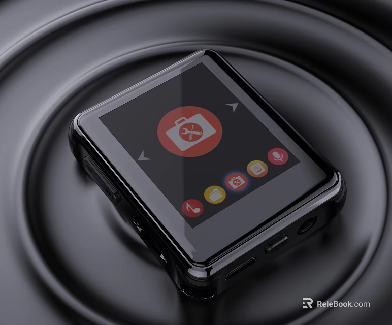 Modern Sleek Black Headphone Speaker Device With Touch Screen And Control Icons 3d model