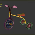 Colorful Kids Tricycle With Yellow Frame Red Seat And Black Wheels