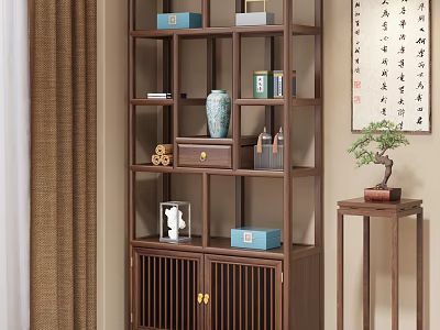 Solid Wood Traditional Chinese Bogu Shelf Displaying Vases Boxes Books And Ornaments 3d model