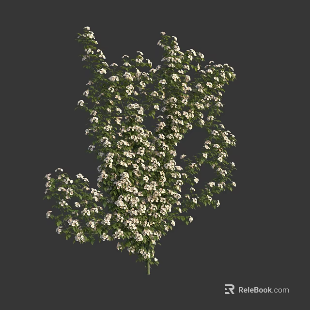 Decorative White Small Flowers With Green Vines Forming Dollar Sign Shape 3d model 
