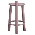 Light And Pink Wooden Bar Stools With Round Seat And Circular Rungs