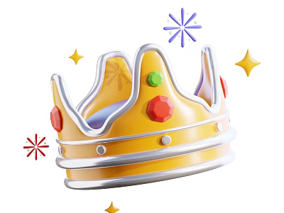 Decorative Yellow Crown Hat Adorned With Vibrant Colorful Gems Stars And Snowflakes 3d model
