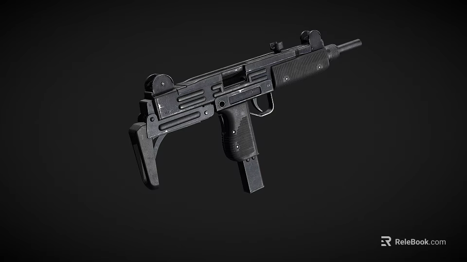 Black Submachine Gun With Modern Tactical Grip And Compact Barrel Design 3d model 