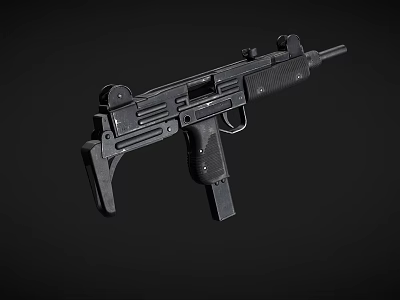 Black Submachine Gun With Modern Tactical Grip And Compact Barrel Design 3d model