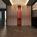 Elegant Modern Chinese Clubhouse Interior With Corridor Lighting Decorative Paintings And Stone Flooring
