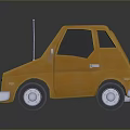 Cute Yellow Cartoon Car 3D Model With Windows Wheels And Front Lights 3d model