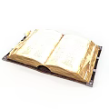 Old Open Book With Yellowed Pages And Handwritten Text On Dark Base