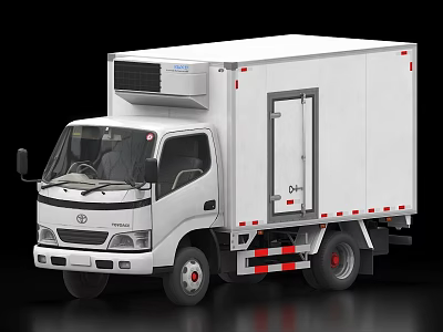 White Commercial Refrigerated Truck With Roof Mounted Cooling Unit And Cargo Compartment 3d model