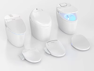 Smart Modern Toilets Different Styles With Seat Covers And LED Light Features 3d model