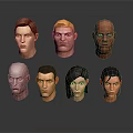 Various 3D Character Head Models With Different Hairstyles And Skin Tones
