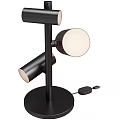 Modern Table Lamp With Metal Cylindrical Shades Adjustable Head And Stable Round Base