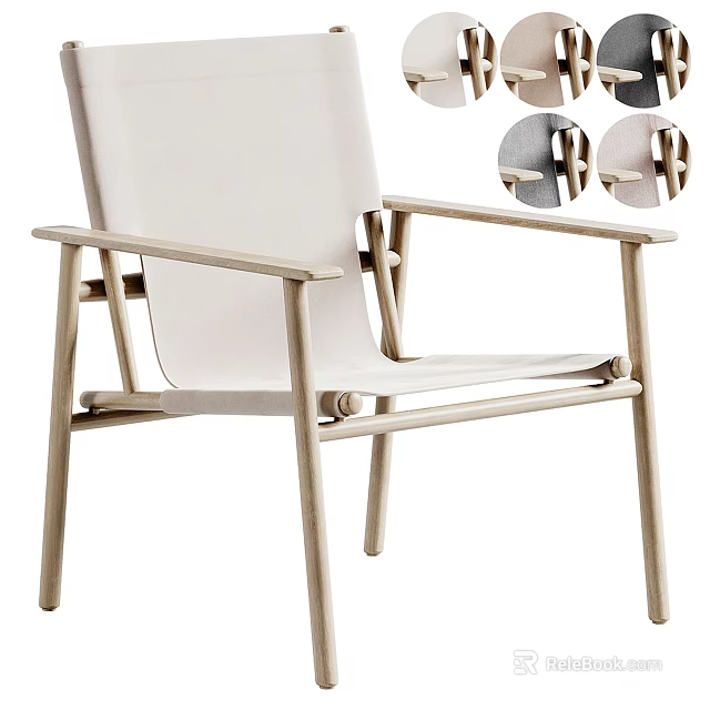 Modern Leisure Chair with Wooden Frame Light Colored Cushion Ergonomic Design for Comfortable Seating 3d model 