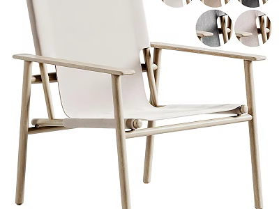 Modern Leisure Chair with Wooden Frame Light Colored Cushion Ergonomic Design for Comfortable Seating 3d model