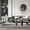Modern sofa coffee table combination 3d model