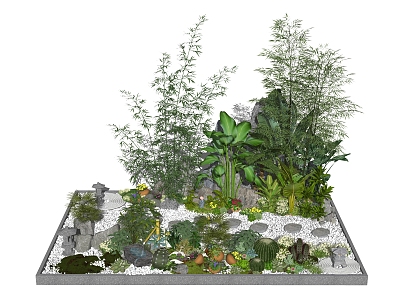 New Chinese style landscape sketch landscape sketch rockery waterscape flowers and plants Ting step trail model