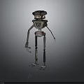 Metallic Robot Character Standing With Head Body And Limbs On Black Background With Shiny Reflection