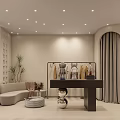 Modern Clothing Store Interior With Clothing Racks Stylish Clothes Fitting Room And Display Counter