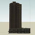 Brown High Rise Building Featuring Podium Structure And Multiple Glass Windows 3d model
