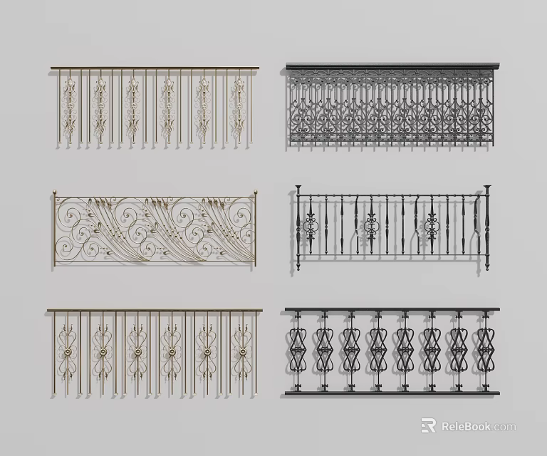 Various Decorative Iron Fence Designs With Intricate Patterns And Stylish Details 3d model 