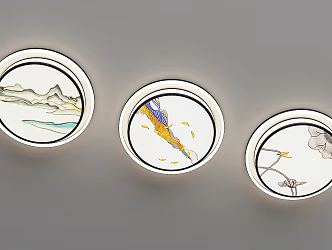 New Chinese ceiling lamp combination 3d model