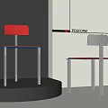 Modern Poliform Dining Chairs Featuring Red and Black Seats on Display Stand 3d model