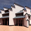 Traditional Ancient Chinese Architecture With Overhanging Eaves Tiled Roofs And Courtyard