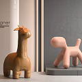 Cute Designer Children's Chairs with Giraffe and Balloon Dog Shapes in Brown and Pink