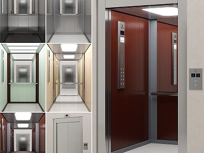 Modern Elevator Interior And Door Designs With Various Materials And Colors 3d model