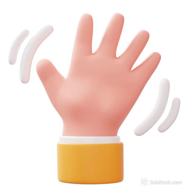 Decorative Ornament Set Featuring Pink Palm Shape With Yellow Base And White Strips 3d model 