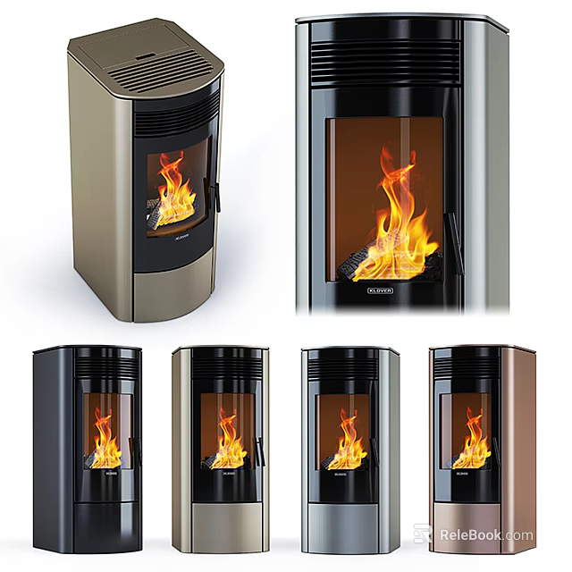 Multiple Modern Fireplace Styles in Black Bronze and Brown with Bright Flame for Interior Design 3d model 