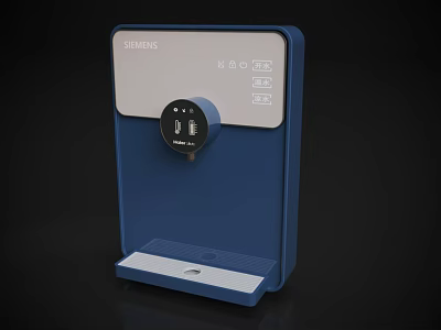 Siemens Blue And White Kitchen Water Dispenser With Display Panel And Control Buttons 3d model