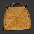 Traditional Rustic Leisure Chair With Scalloped Backrest Wooden Frame And Woven Seat