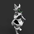 Fox Eared Anime Character 3D Model In Maid Outfit With Green Eyes And Black Mask