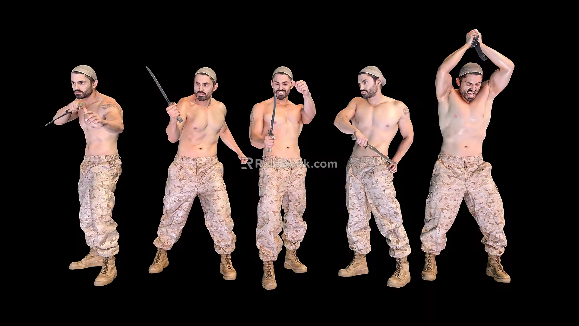 Male Scan Victor Knife Posture Bundle Male Muscle Male 3d model