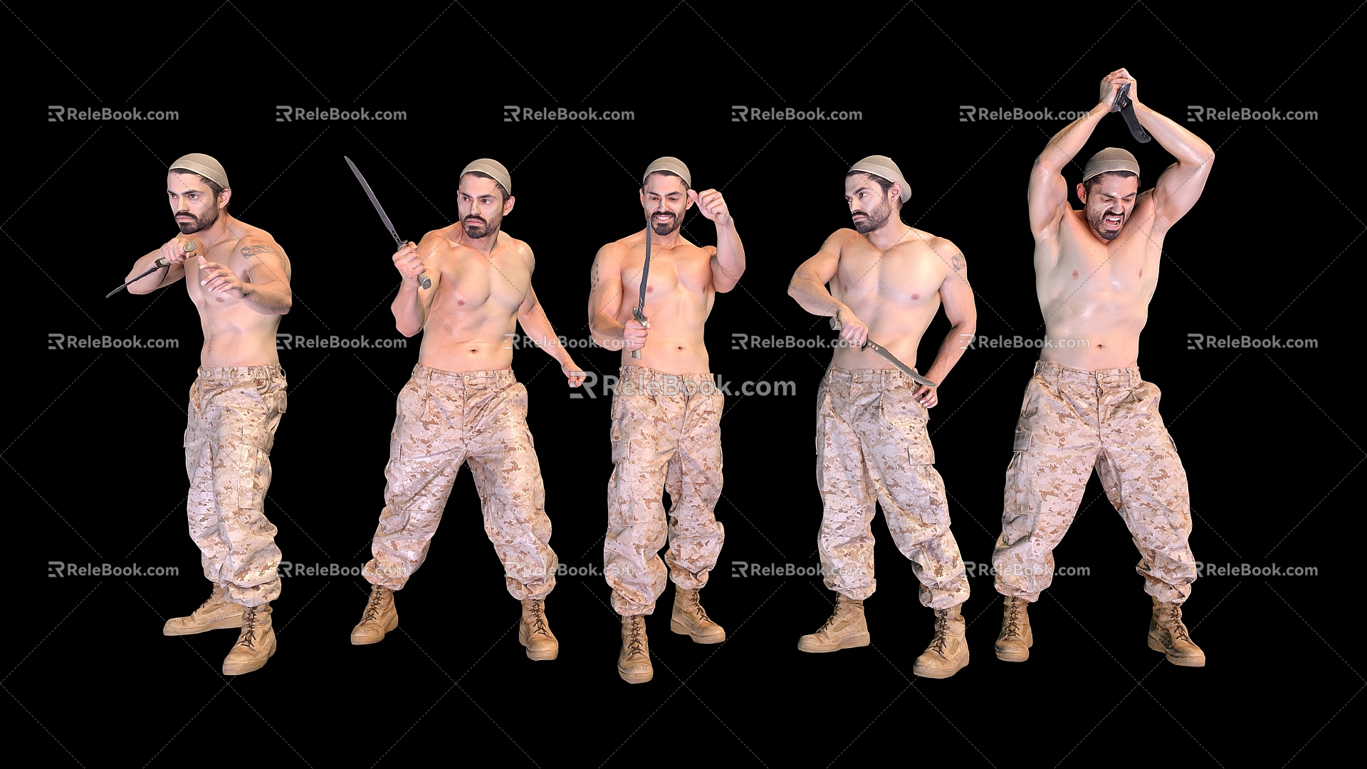 Male Scan Victor Knife Posture Bundle Male Muscle Male 3d model