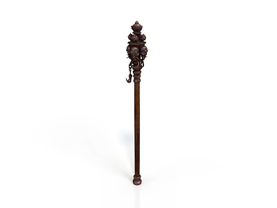 Intricately Carved Brown Architectural Column With Decorative Top And Base Structure 3d model