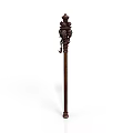 Intricately Carved Brown Architectural Column With Decorative Top And Base Structure